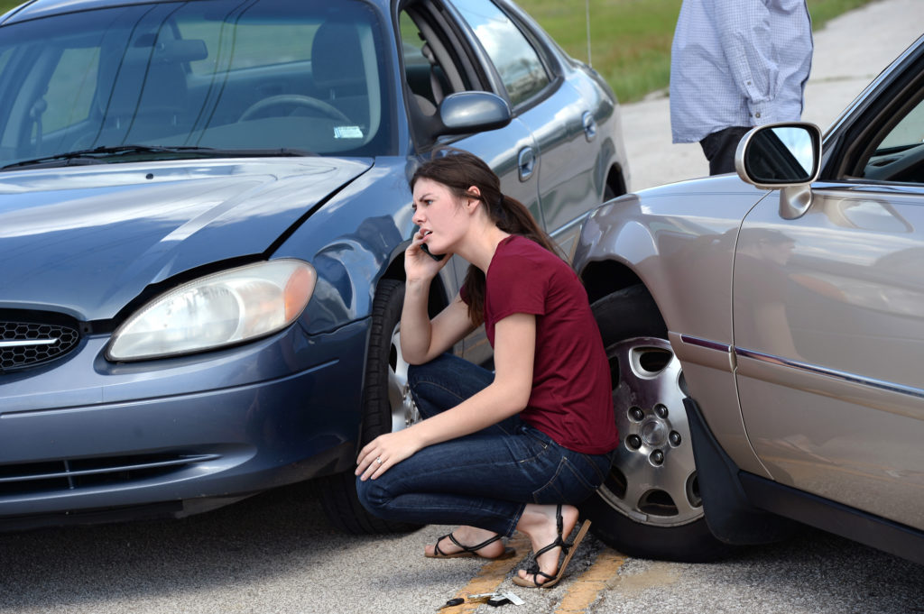 woman in a car accident